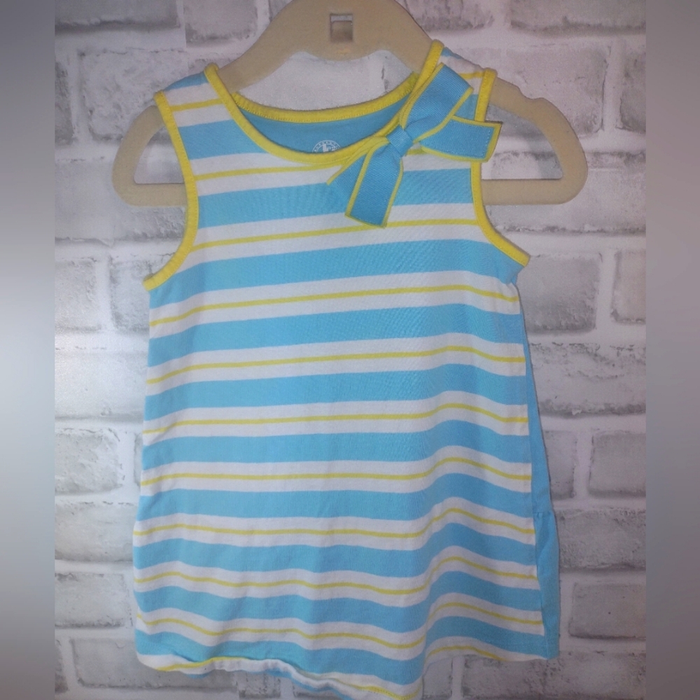2T Striped Blue and Yellow Kids Tank Dress